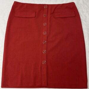 Red Orange Faux Button Skirt